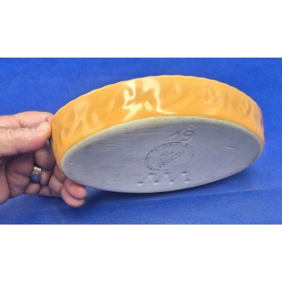 Valentina Oval Porcelain Baking Dish Orange White Italy 7.5x5" - Picture 6 of 9